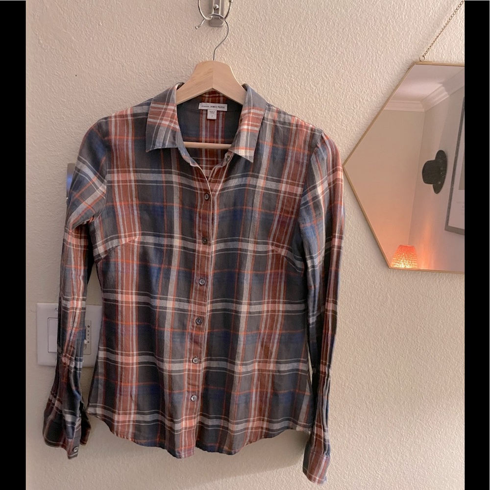 ✨ Plaid James Perse Gauze Button Down ✨